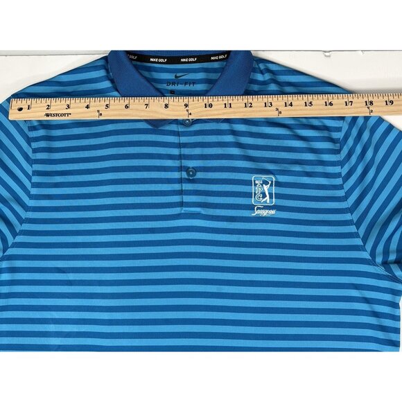 Nike Golf Polo Short Sleeve Shirt Men’s M TPC Sawgrass Blue Stripe PGA Dri-Fit - Picture 13 of 13